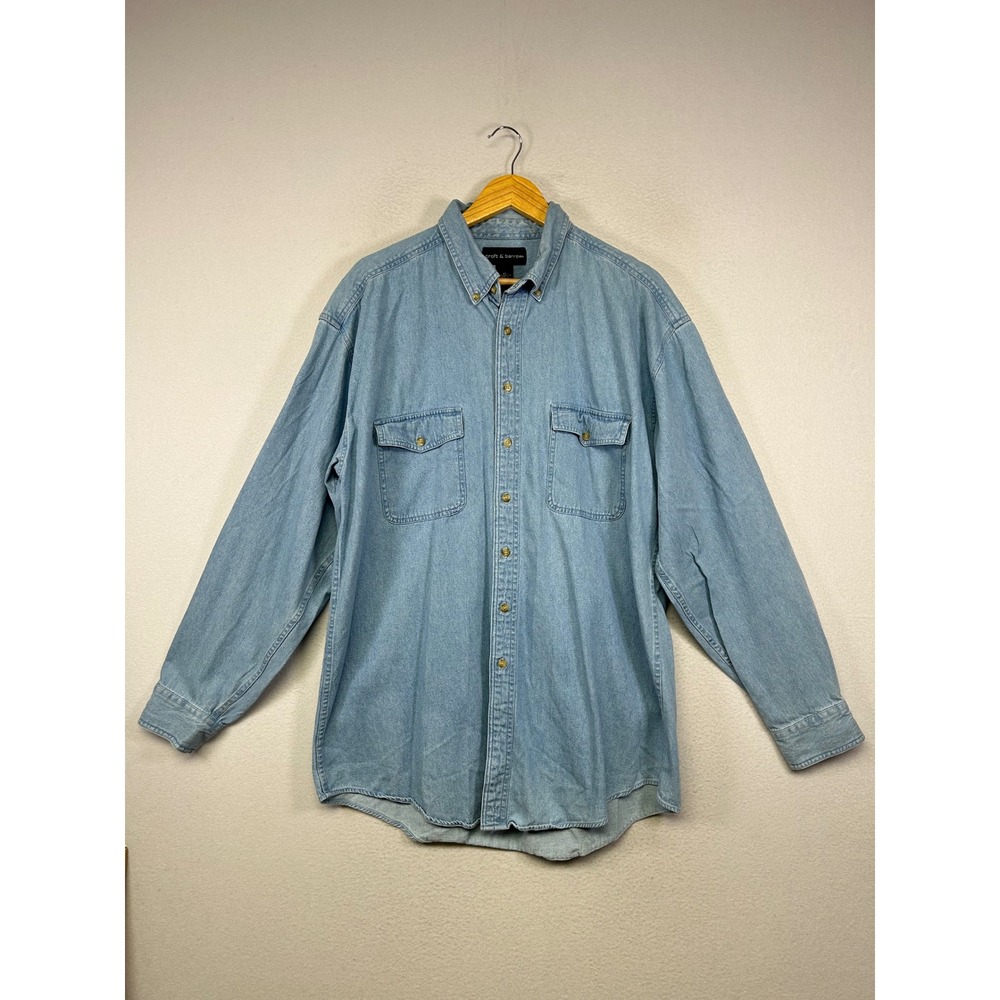Workwear Croft & Barrow Mens LT Blue Denimโ Button Down Long Sleeve Shirt